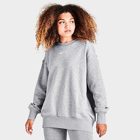 Nike Women's Sportswear Phoenix Fleece Oversized Crewneck Sweatshirt In Dark Grey Heather/sail