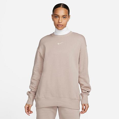 Nike Women's Sportswear Phoenix Fleece Oversized Crewneck Sweatshirt In Diffused Taupe/sail