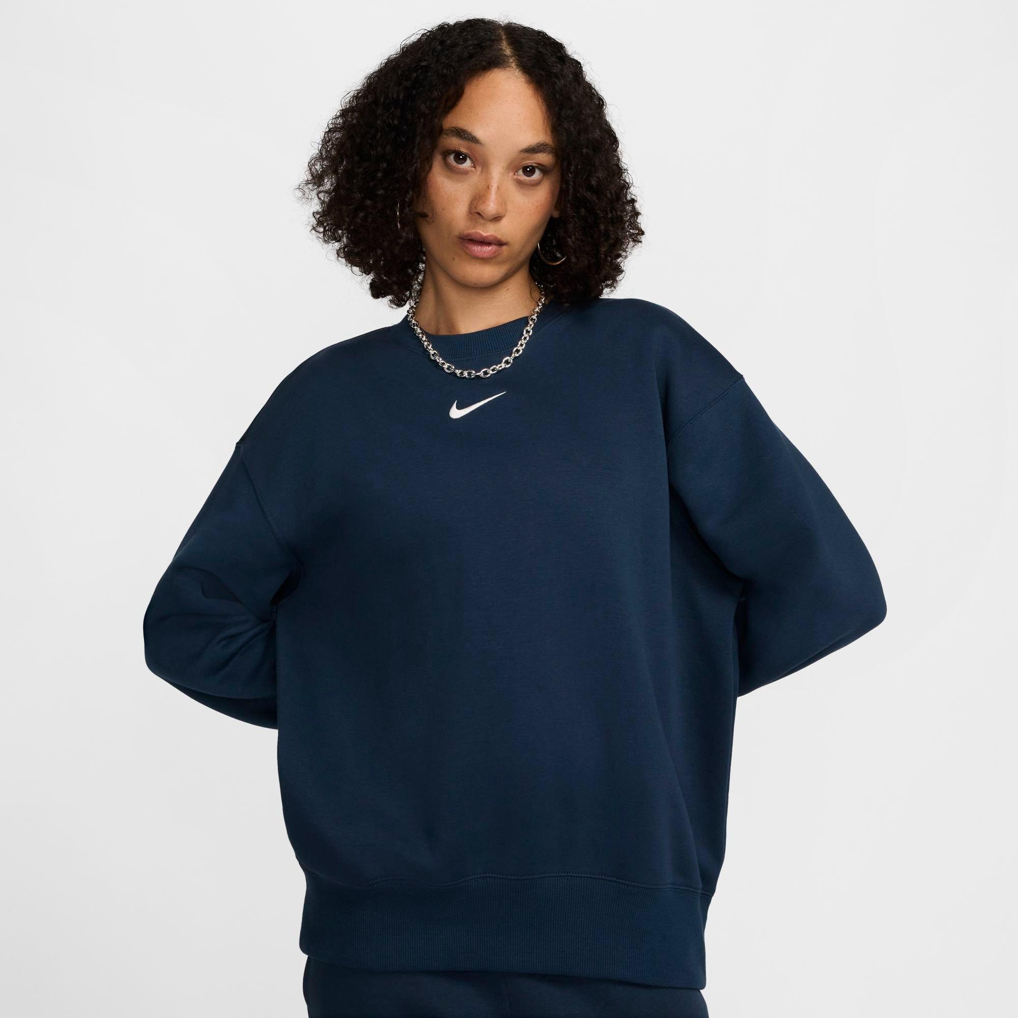 Nike Women's Sportswear Phoenix Fleece Oversized Crewneck Sweatshirt in Armory Navy/Sail Size: 2XL