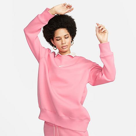 Nike Women's Sportswear Phoenix Fleece Oversized Crewneck Sweatshirt In Coral Chalk/sail