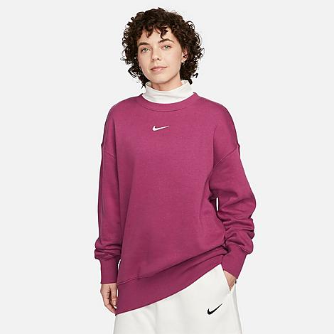 Nike Women's Sportswear Phoenix Fleece Oversized Crewneck Sweatshirt In Rosewood/sail