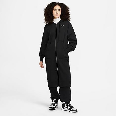 Nike Women's Sportswear Style Phoenix Long Fleece Full-zip Hoodie In Black/sail