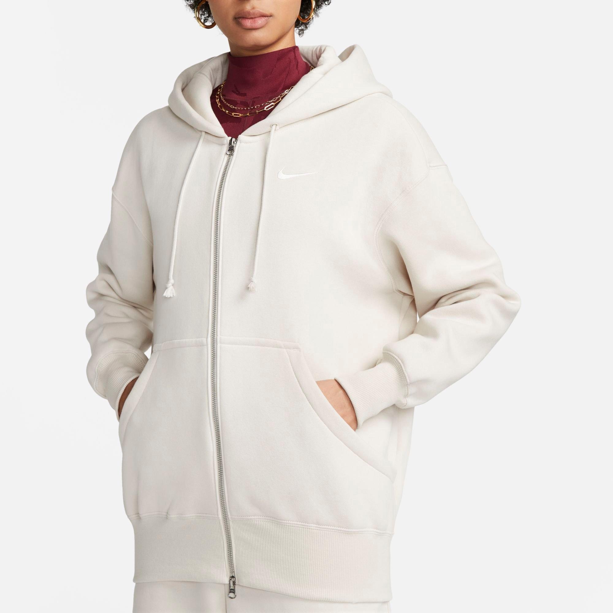 Nike Women's Sportswear Phoenix Fleece Oversized Full-Zip Hoodie in Light Orewood Brown/Sail Size: 2XS
