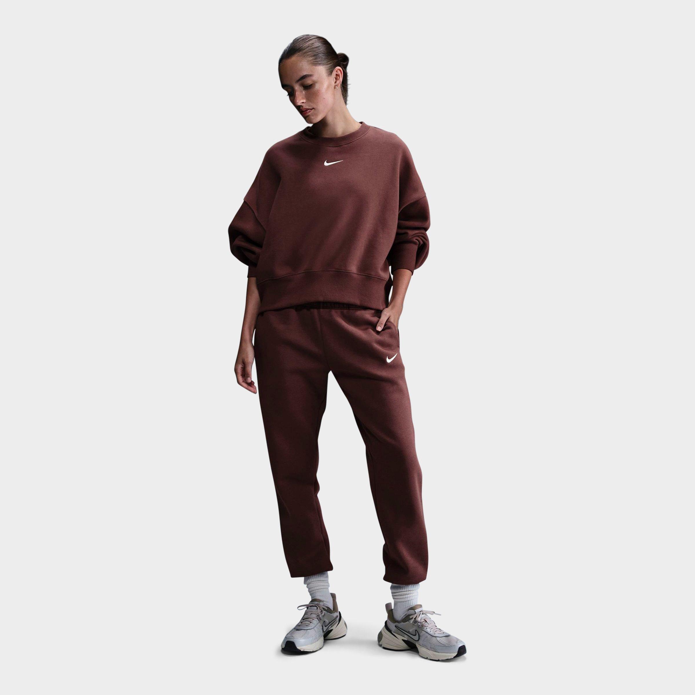 Nike Women's Sportswear Phoenix Fleece Oversized Crewneck Sweatshirt In Red Sepia/sail
