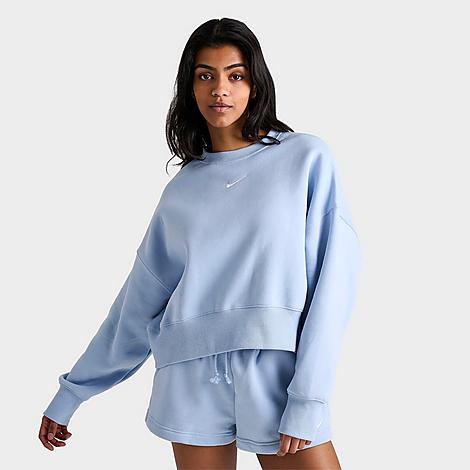 Nike Women's Sportswear Phoenix Fleece Oversized Crewneck Sweatshirt In Light Armory Blue/sail