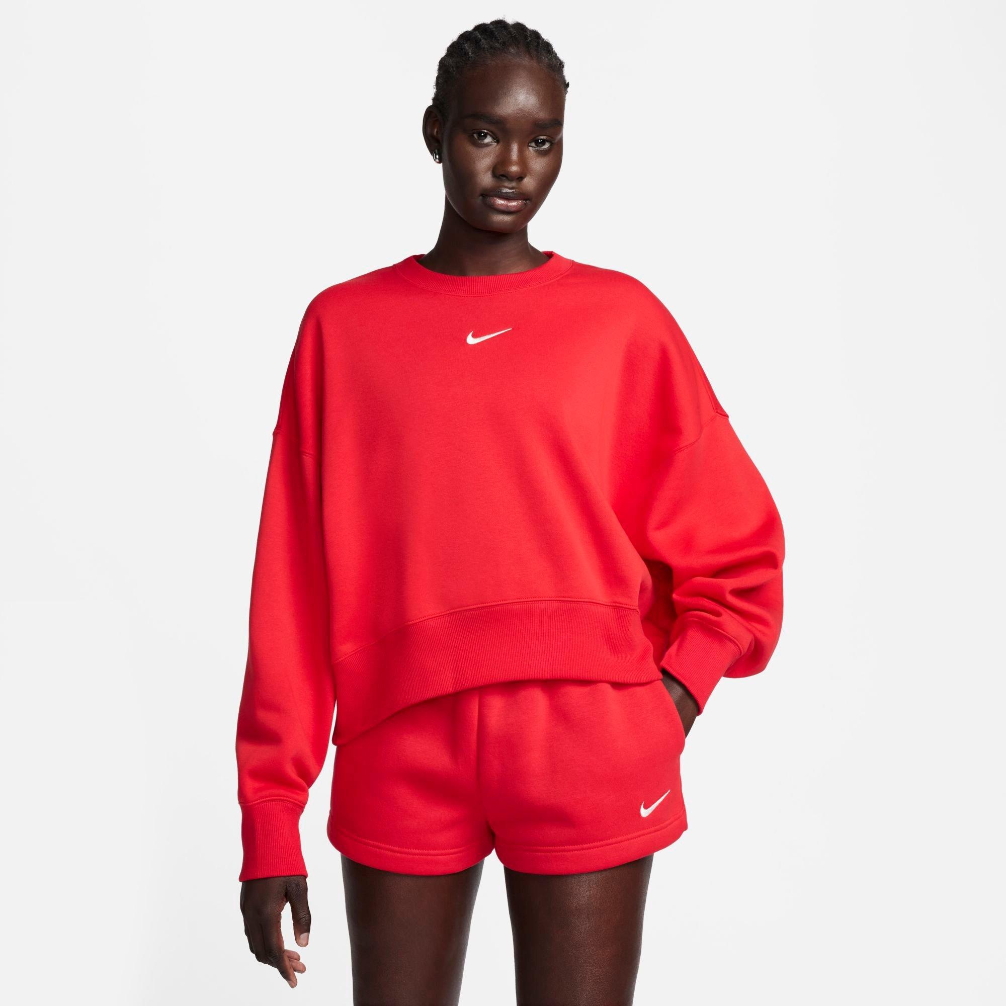Nike Women's Sportswear Phoenix Fleece Oversized Crewneck Sweatshirt in University Red/Sail Size: XS
