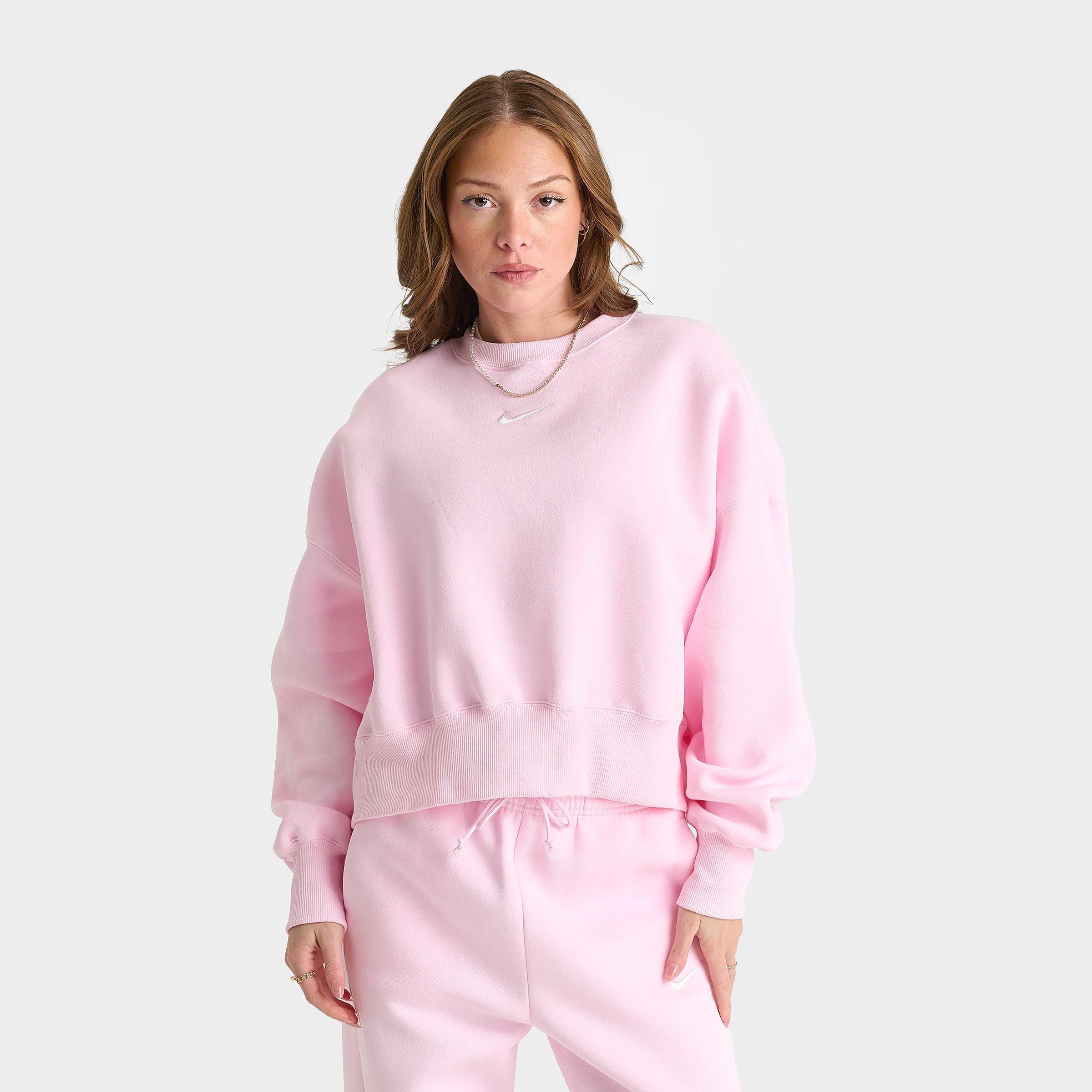 Nike Women's Sportswear Phoenix Fleece Oversized Crewneck Sweatshirt in Pink Foam/Sail Size: XL