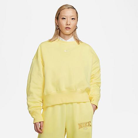 Nike Women's Sportswear Phoenix Fleece Oversized Crewneck Sweatshirt In Lemon Chiffon/sail