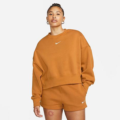 Nike Women's Sportswear Phoenix Fleece Oversized Crewneck Sweatshirt In Desert Ochre/sail