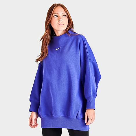 Nike Women's Sportswear Phoenix Fleece Over-oversized Mock Neck Cropped Sleeve Sweatshirt In Lapis/sail