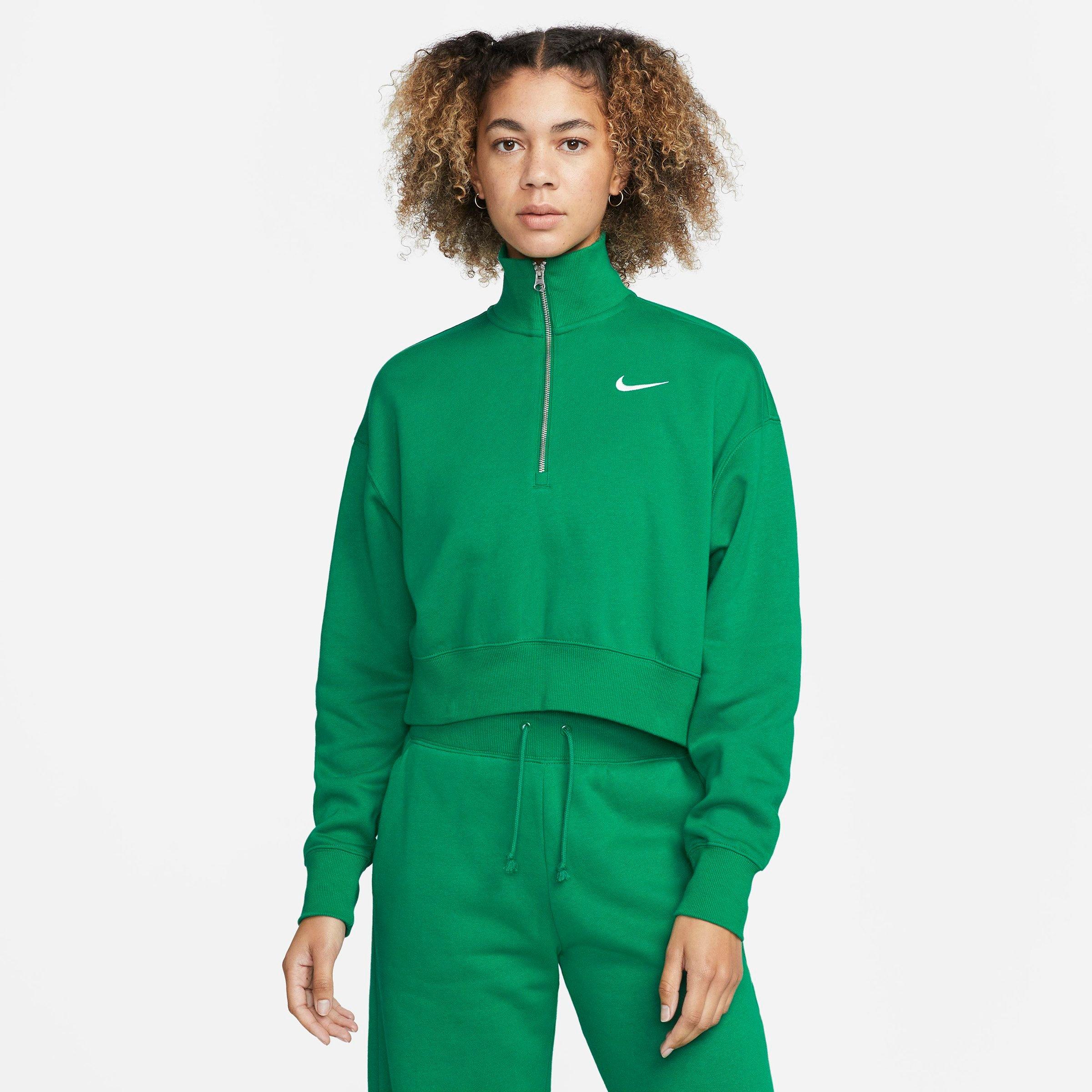 Nike Women's  Sportswear Phoenix Fleece Oversized 1/2-zip Crop Sweatshirt In Malachite/sail