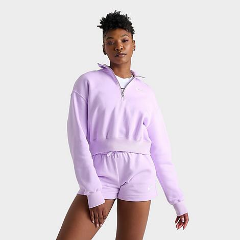 Nike Women's Sportswear Phoenix Fleece Oversized Half-zip Crop Sweatshirt In Violet Mist/sail
