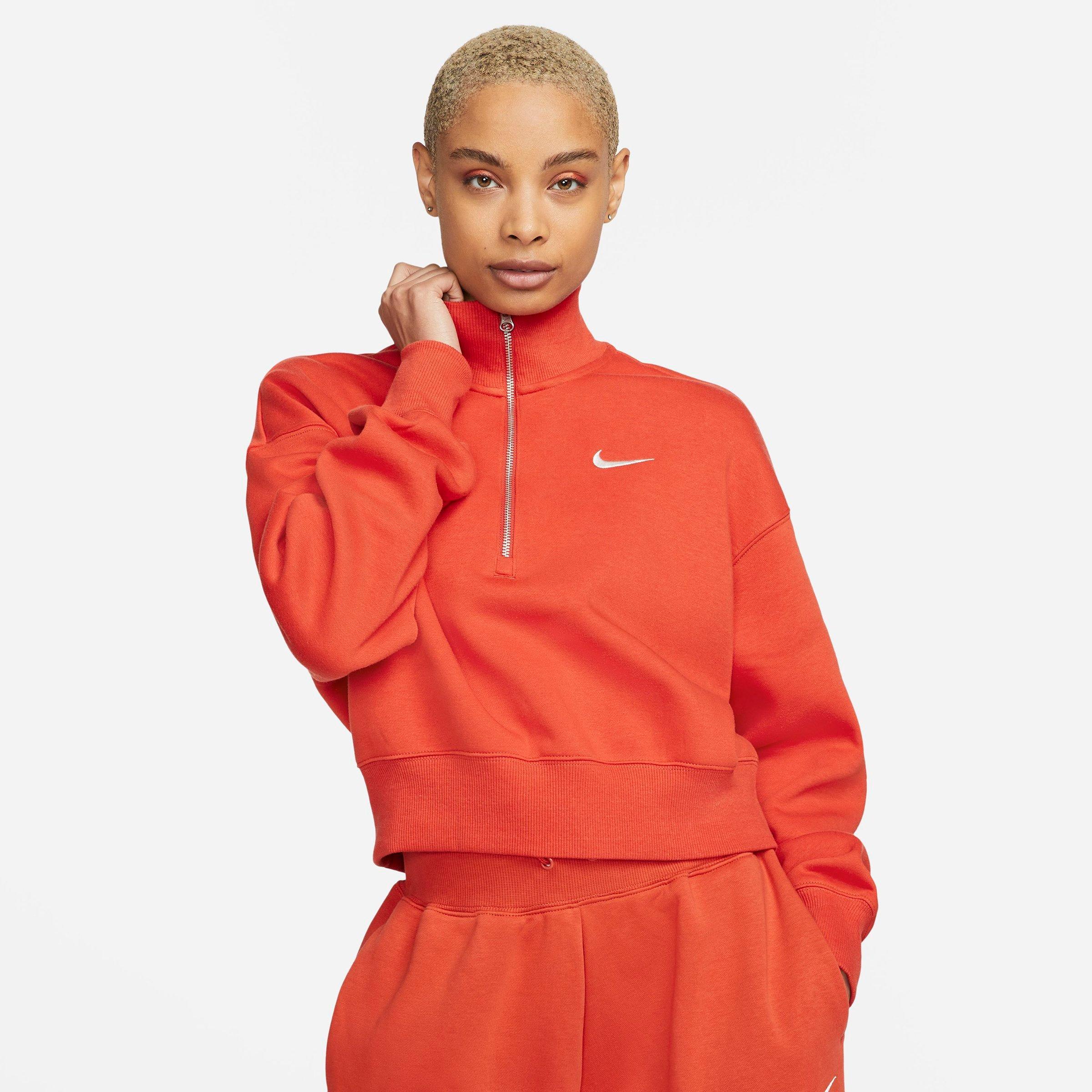 Nike Sportswear Phoenix Fleece Crop Sweatshirt In Mantra Orange/sail