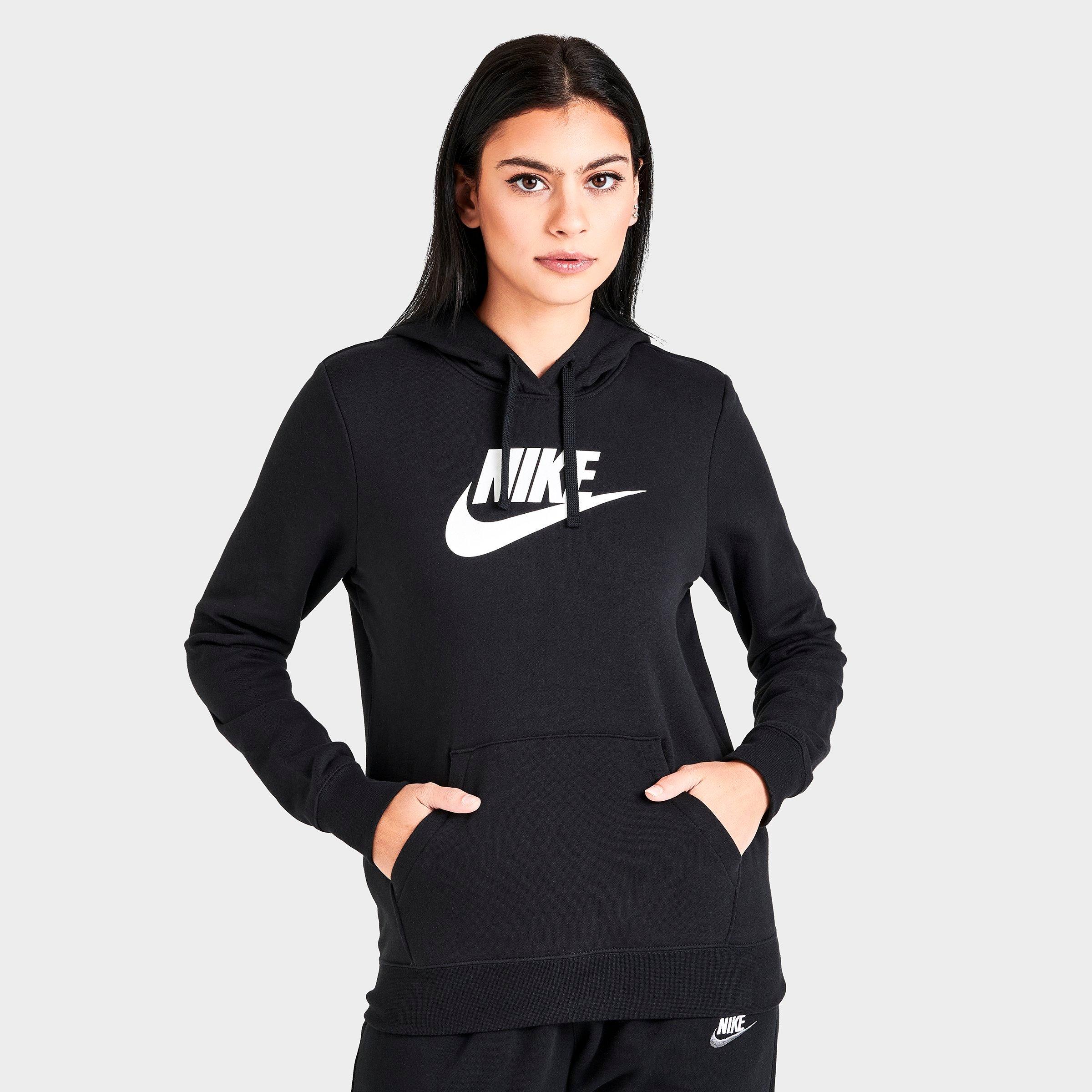 Nike Women's  Sportswear Essential Fleece Pullover Hoodie In Black/white