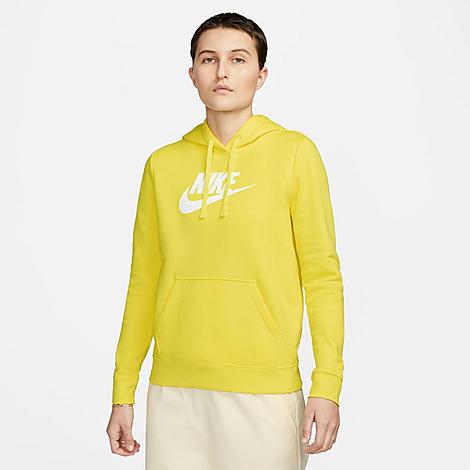Nike Women's Sportswear Logo Club Fleece Pullover Hoodie In Opti Yellow/white