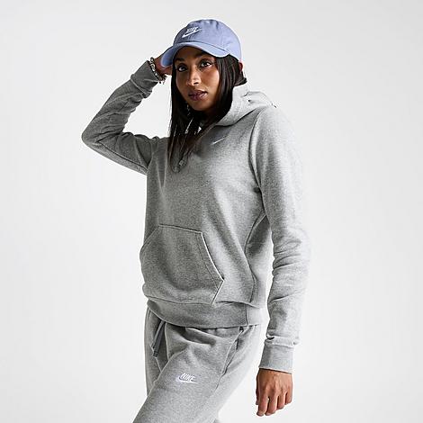 Nike Women's Sportswear Club Fleece Pullover Hoodie In Dark Grey Heather/white