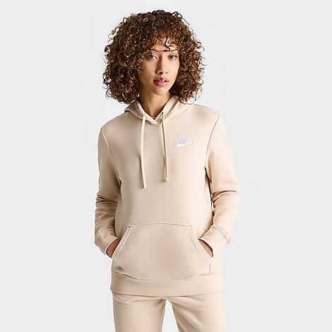 Nike Women's Sportswear Club Fleece Pullover Hoodie In Sanddrift/white