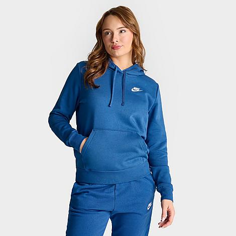 Shop Nike Women's Sportswear Club Fleece Pullover Hoodie In Court Blue/white