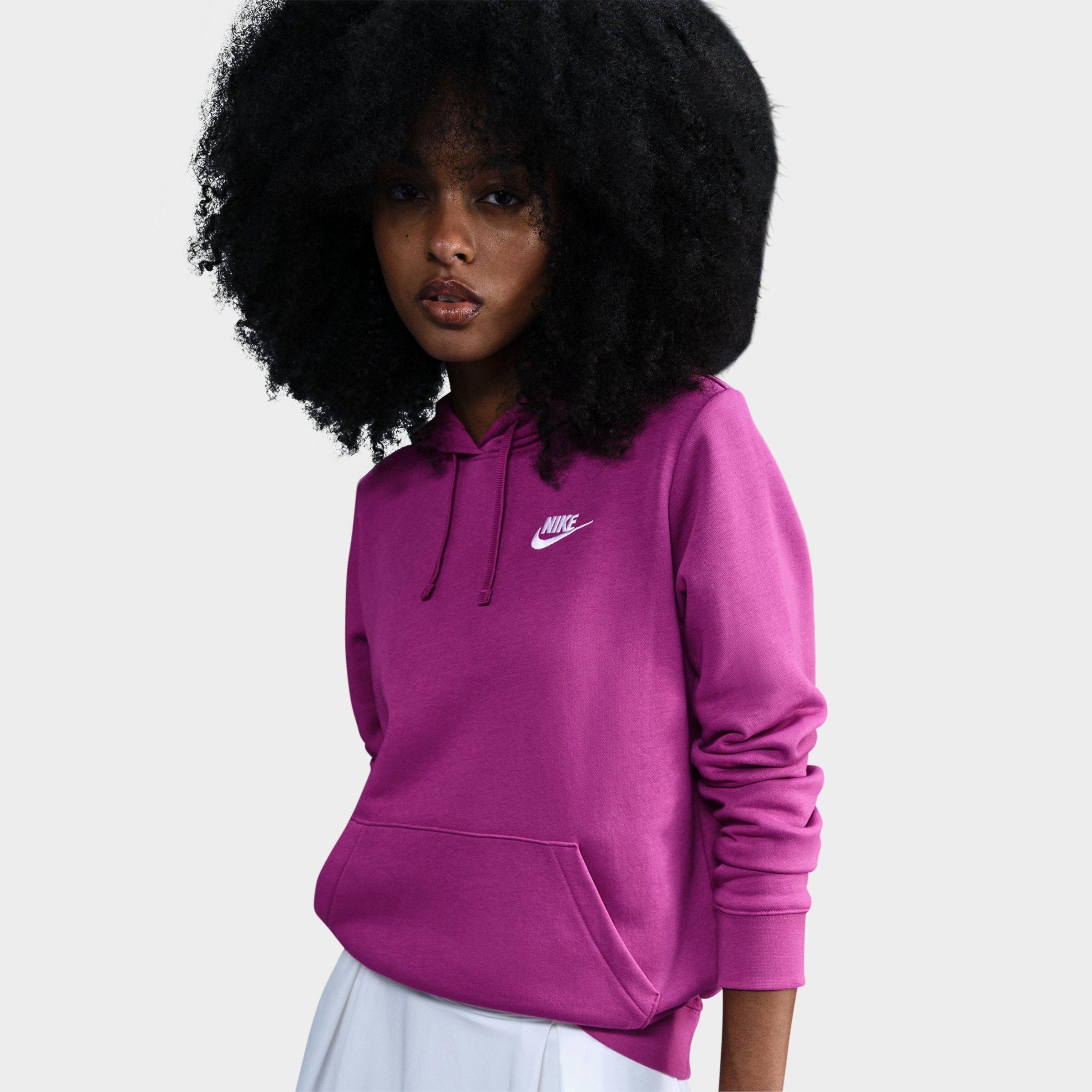 Nike Women's Sportswear Club Fleece Pullover Hoodie in Purple/Hot Fuchsia Size XS Cotton/Polyester/Fleece