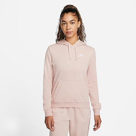 Nike Women's Sportswear Club Fleece Pullover Hoodie In Pink Oxford/white