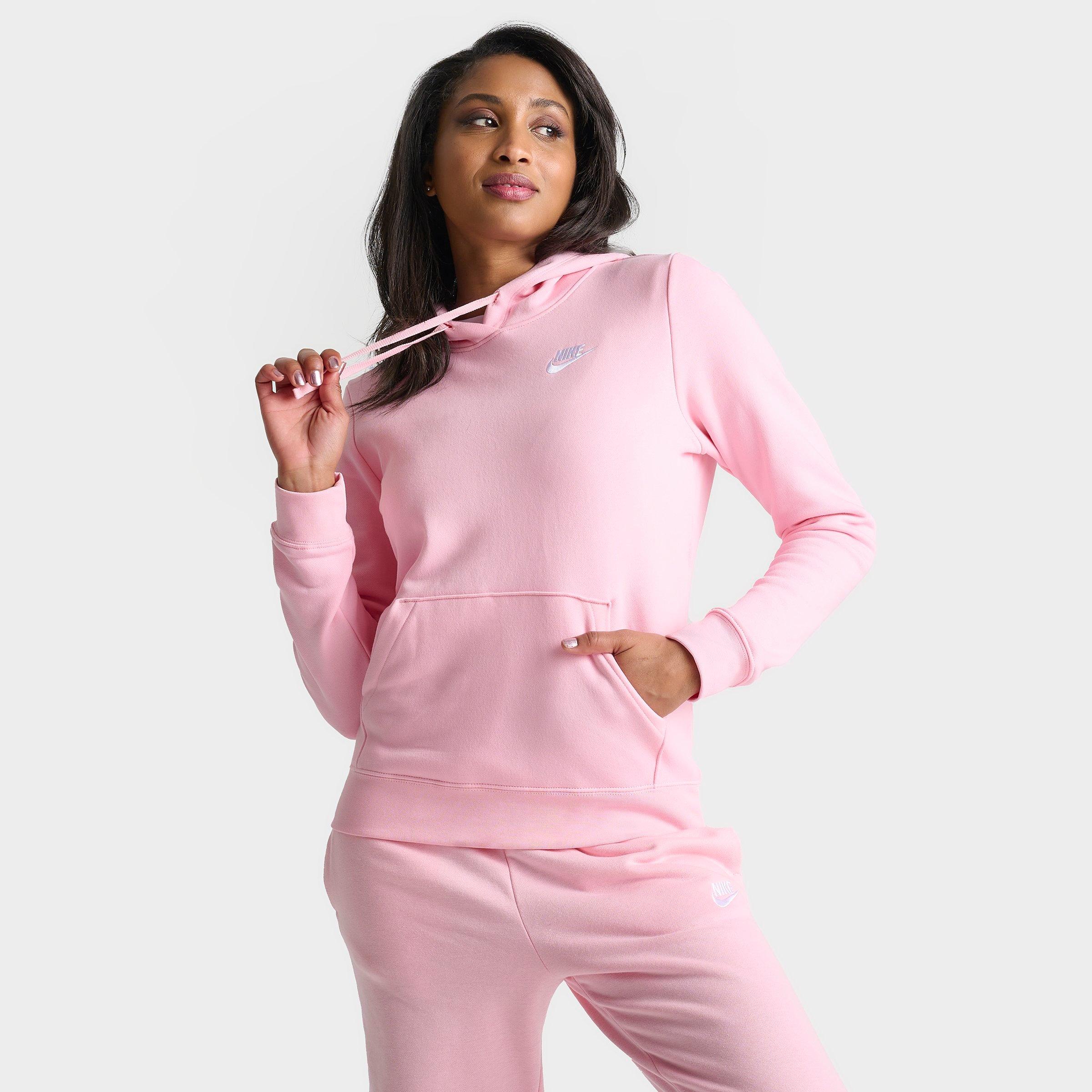 Nike Women's Sportswear Club Fleece Pullover Hoodie In Medium Soft Pink/white