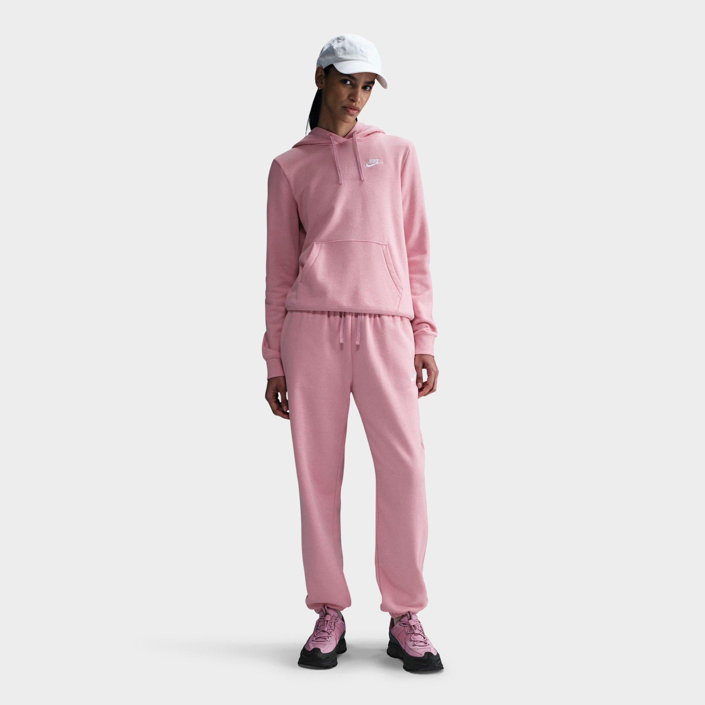 Nike Women's Sportswear Club Fleece Pullover Hoodie in Elemental Pink/Heather/White Size: 2XS