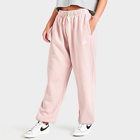 Nike Women's Sportswear Club Fleece Mid-rise Oversized Sweatpants In Pink Oxford/white