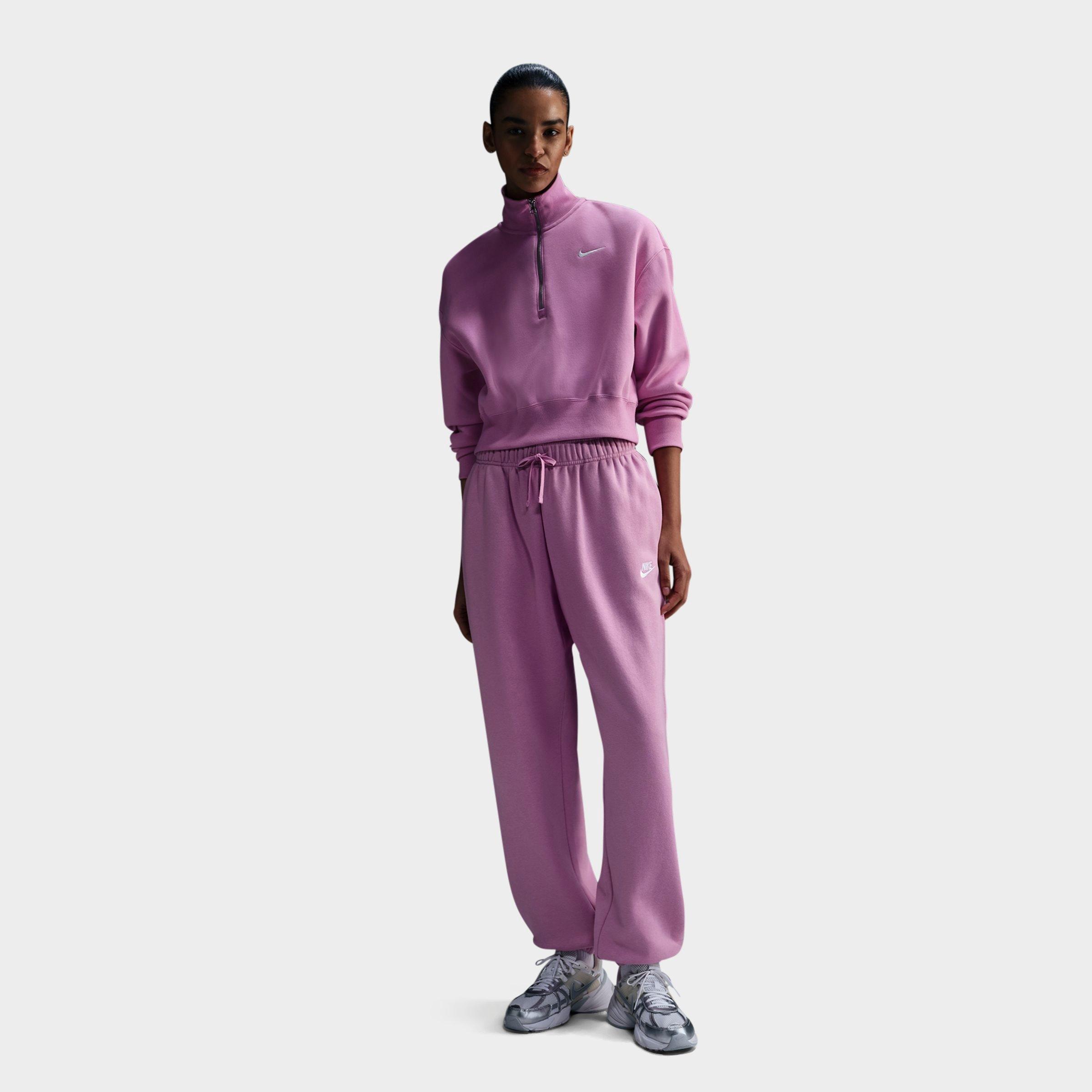 Nike Women's Sportswear Club Fleece Mid-Rise Oversized Sweatpants in Pink/Beyond Pink Size Medium Cotton/Polyester/Fleece