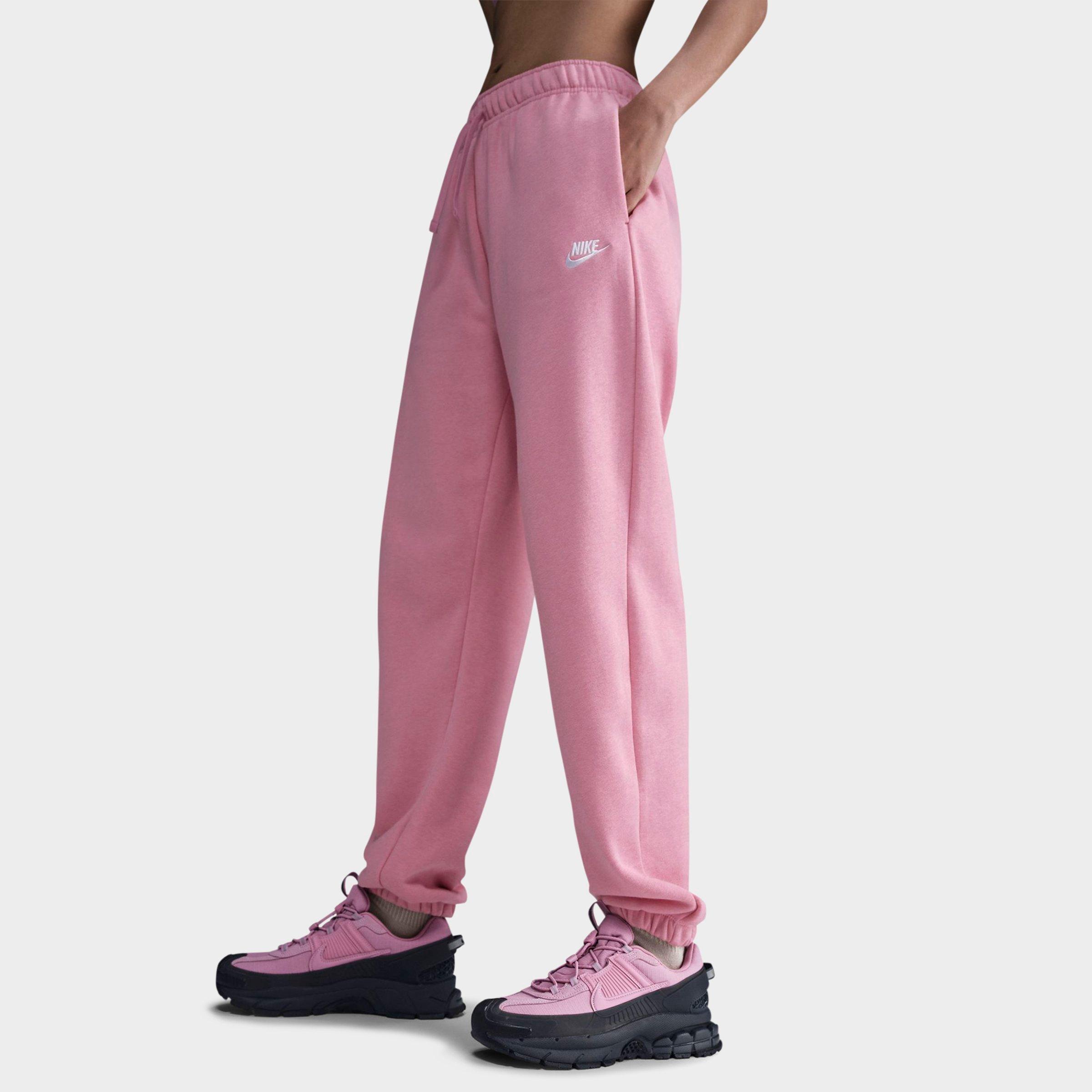 Nike Women's Sportswear Club Fleece Mid-Rise Oversized Sweatpants in Pink/Elemental Pink Size Small Cotton/Polyester/Fleece