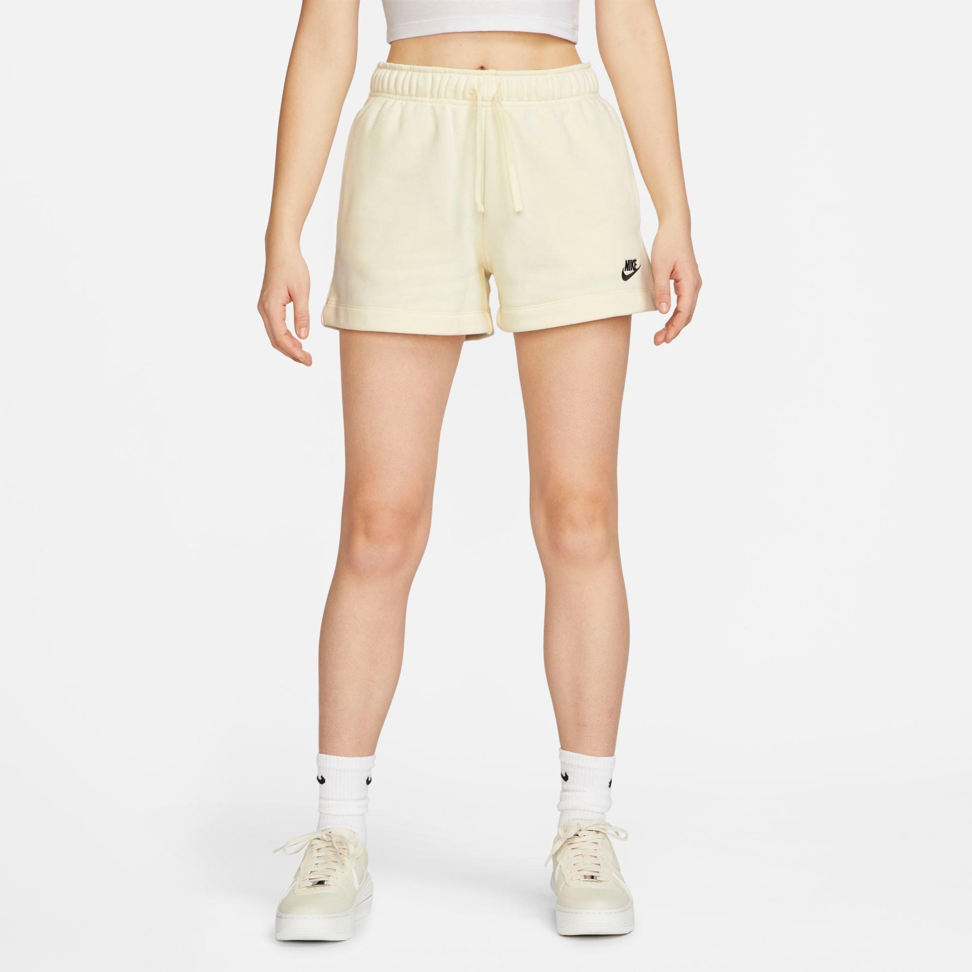 Nike Women's Sportswear Club Fleece Mid-rise Shorts In Coconut Milk/black
