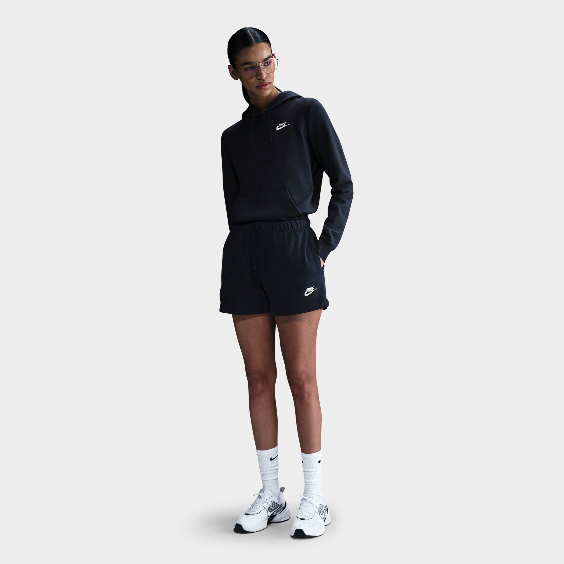 Nike Women's Sportswear Club Fleece Mid-Rise Shorts in OBSIDIAN/WHITE Size: XS