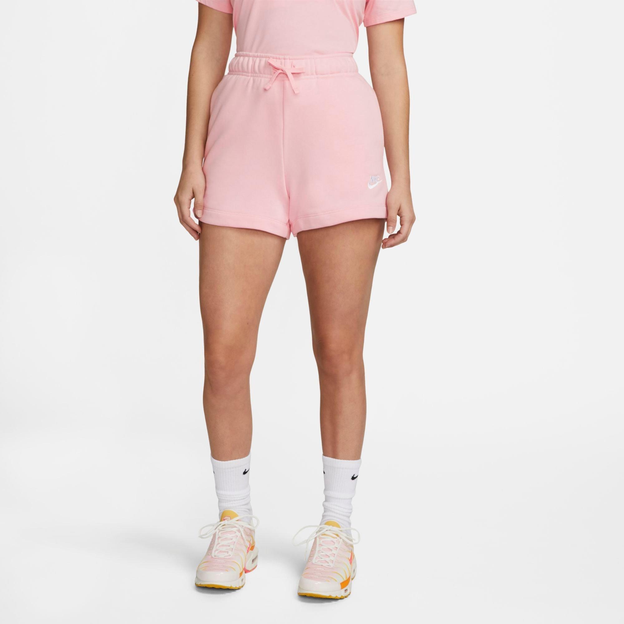 Nike Women's  Sportswear Club Fleece Mid-rise Shorts In Medium Soft Pink/white