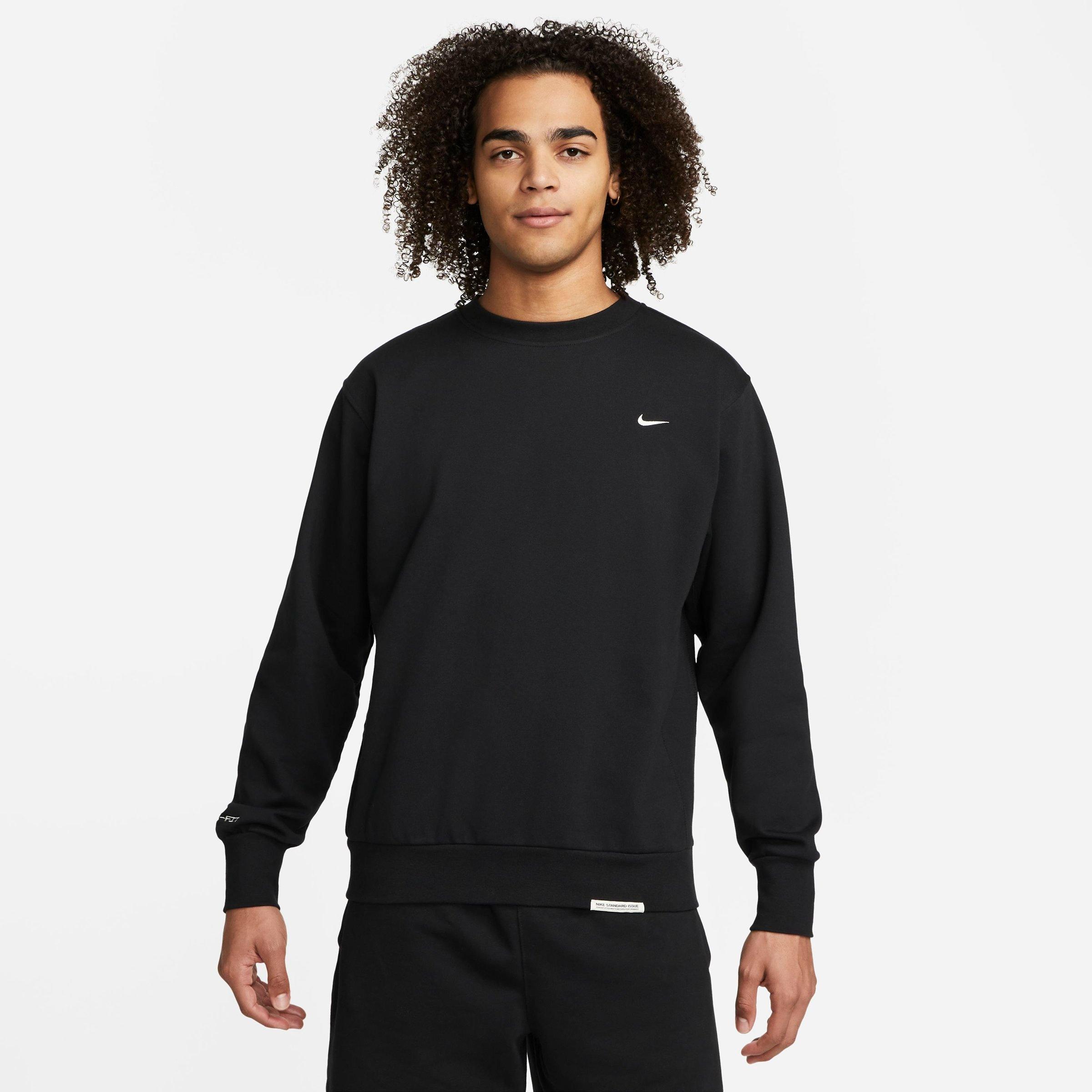 Nike Men's Dri-FIT Standard Issue Crewneck Sweatshirt in Black/Black Size LT Cotton/Polyester