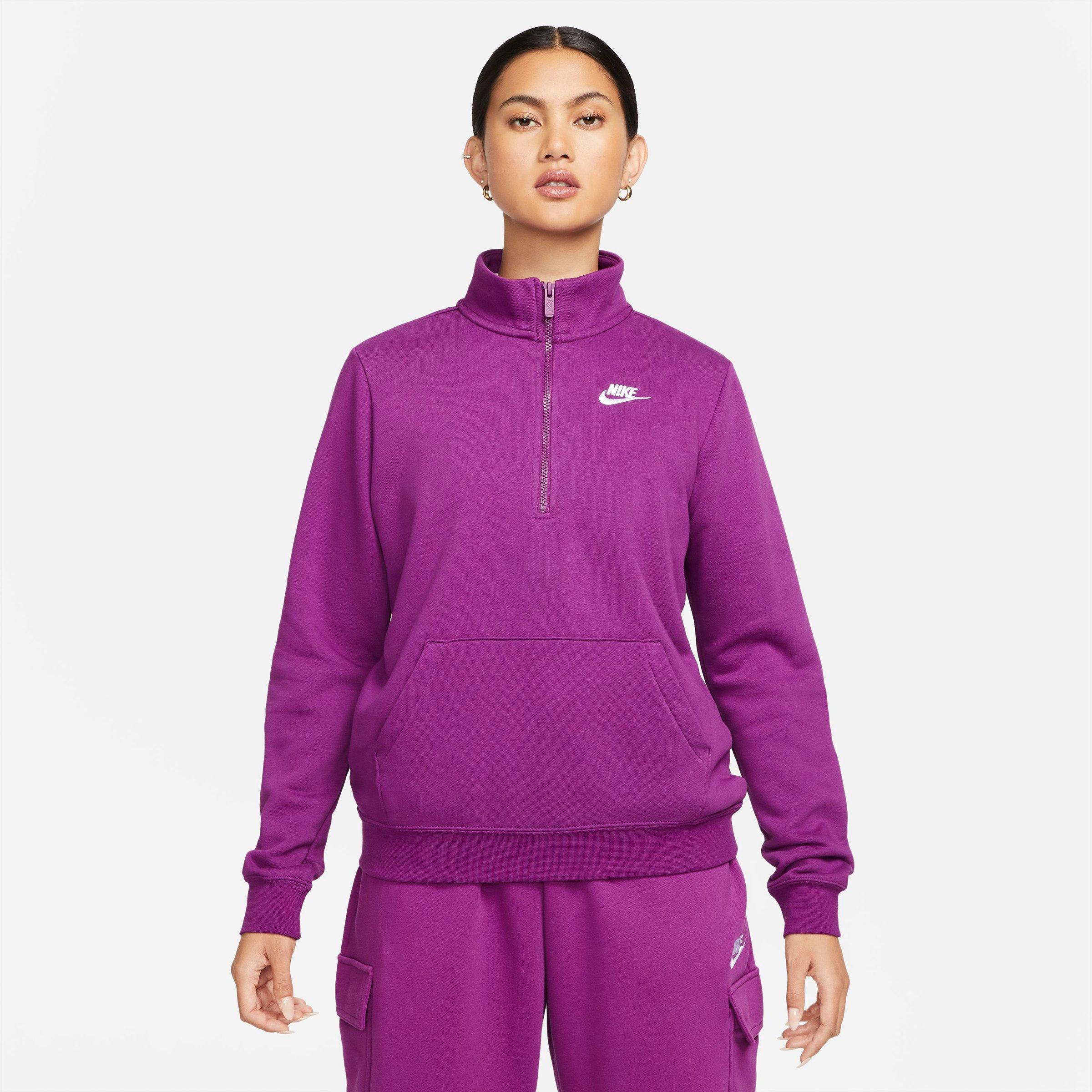 Nike Women's  Sportswear Club Fleece 1/2-zip Sweatshirt In Viotech/white