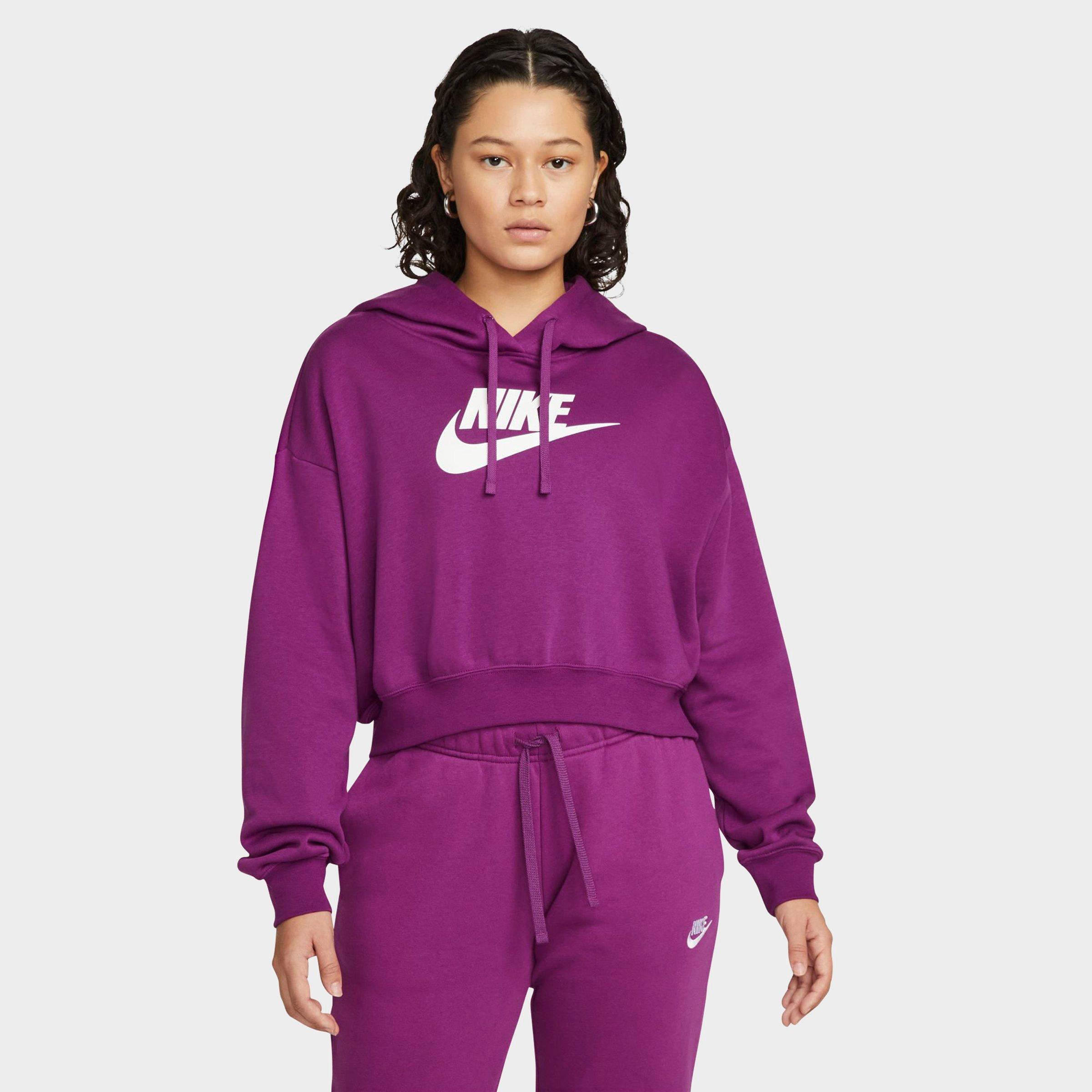 Nike Women's  Sportswear Club Fleece Oversized Crop Graphic Hoodie In Viotech/white