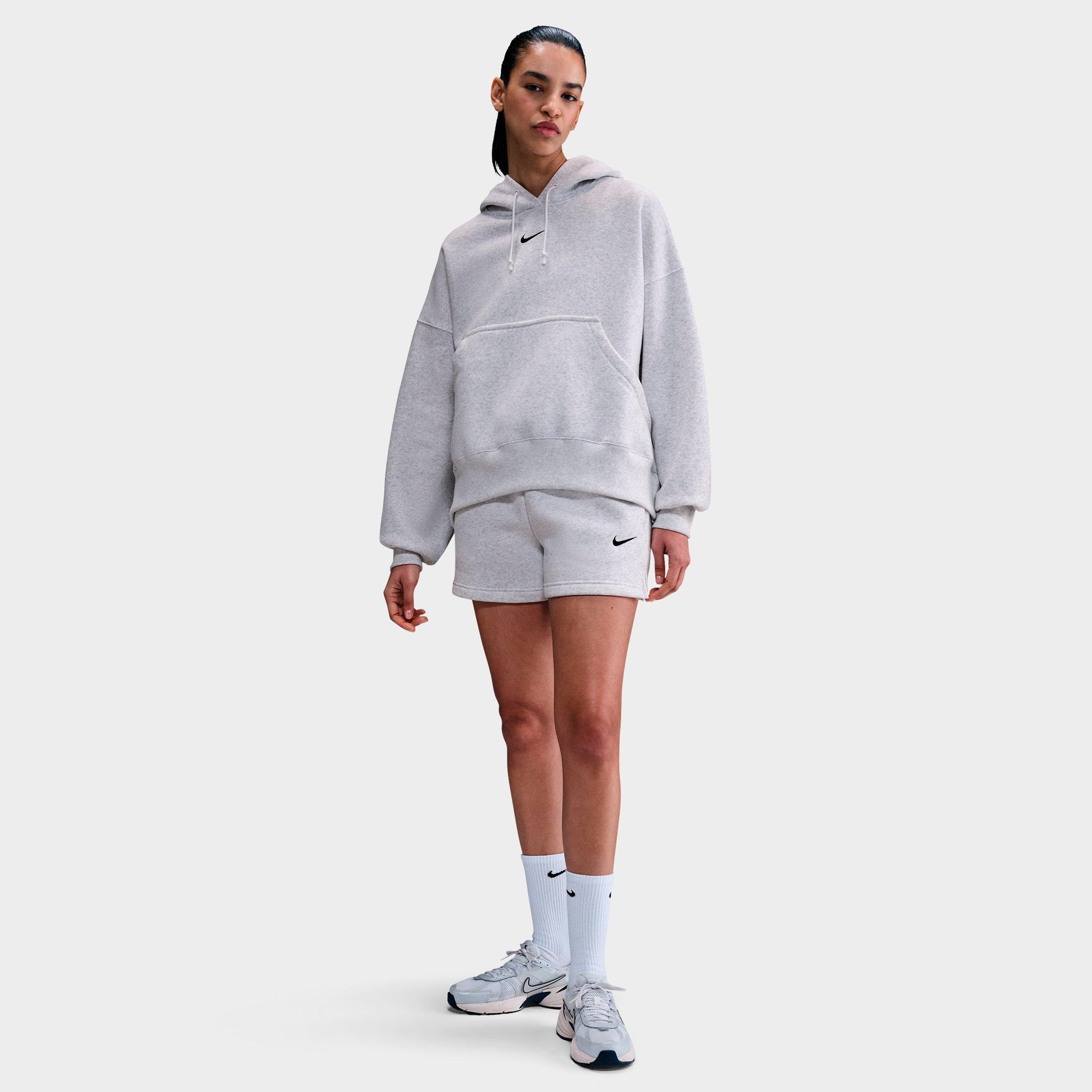 Nike Women's Sportswear Phoenix Fleece Over-Oversized Pullover Hoodie in Birch Heather/Black Size: XS