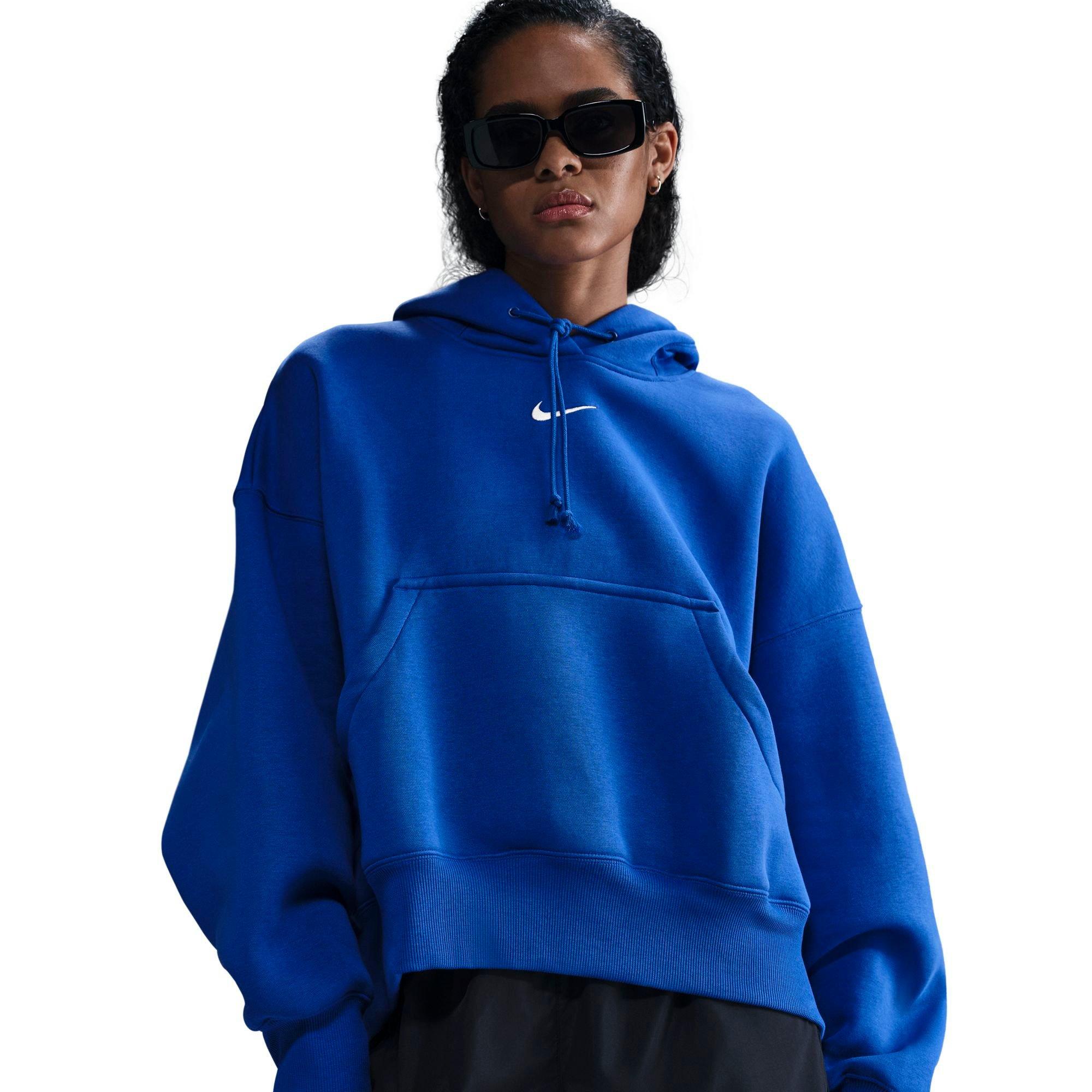 Nike Women's Sportswear Phoenix Fleece Over-Oversized Pullover Hoodie in Blue/Game Royal Size Large Cotton/Polyester/Fleece