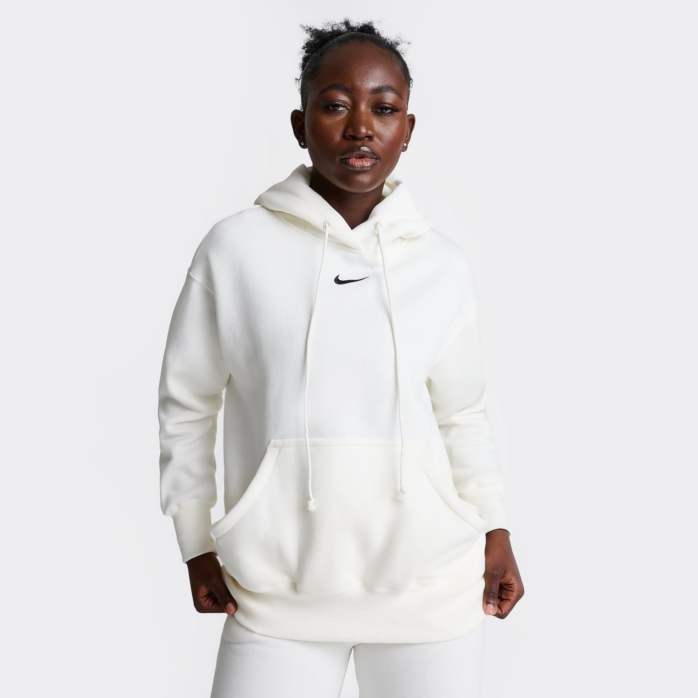 Shop Nike Women's Sportswear Phoenix Fleece Oversized Pullover Hoodie In Sail/black