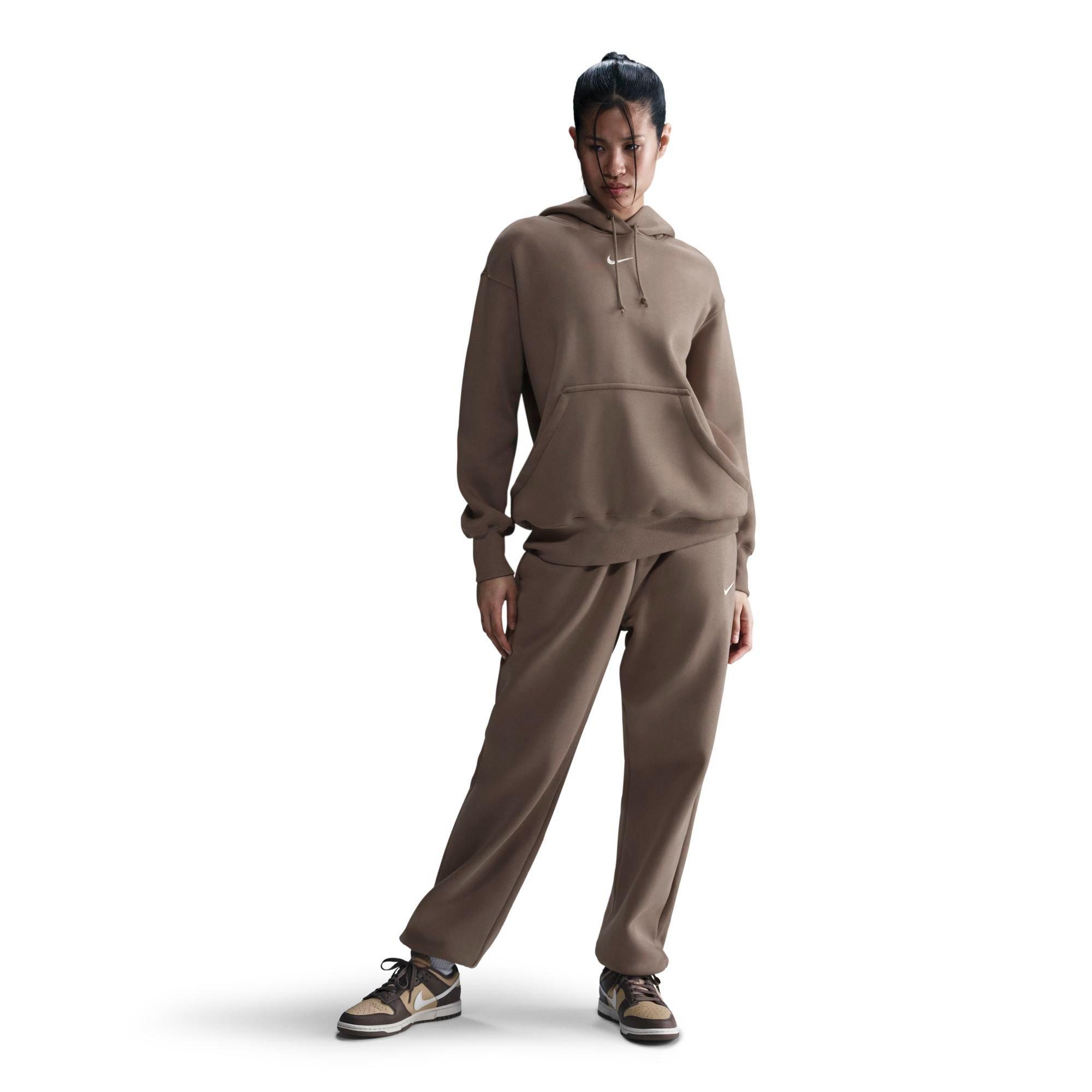 Nike Women's Sportswear Phoenix Fleece Oversized Pullover Hoodie in Mink Brown/Sail Size: 2XS