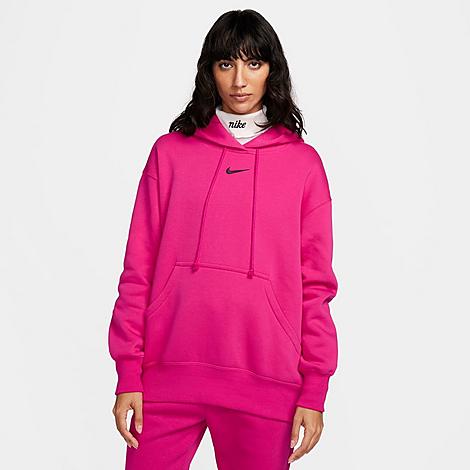 Nike Women's Sportswear Phoenix Fleece Oversized Pullover Hoodie In Fireberry/black