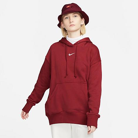 Nike Women's Sportswear Phoenix Fleece Oversized Pullover Hoodie In Team Red/white