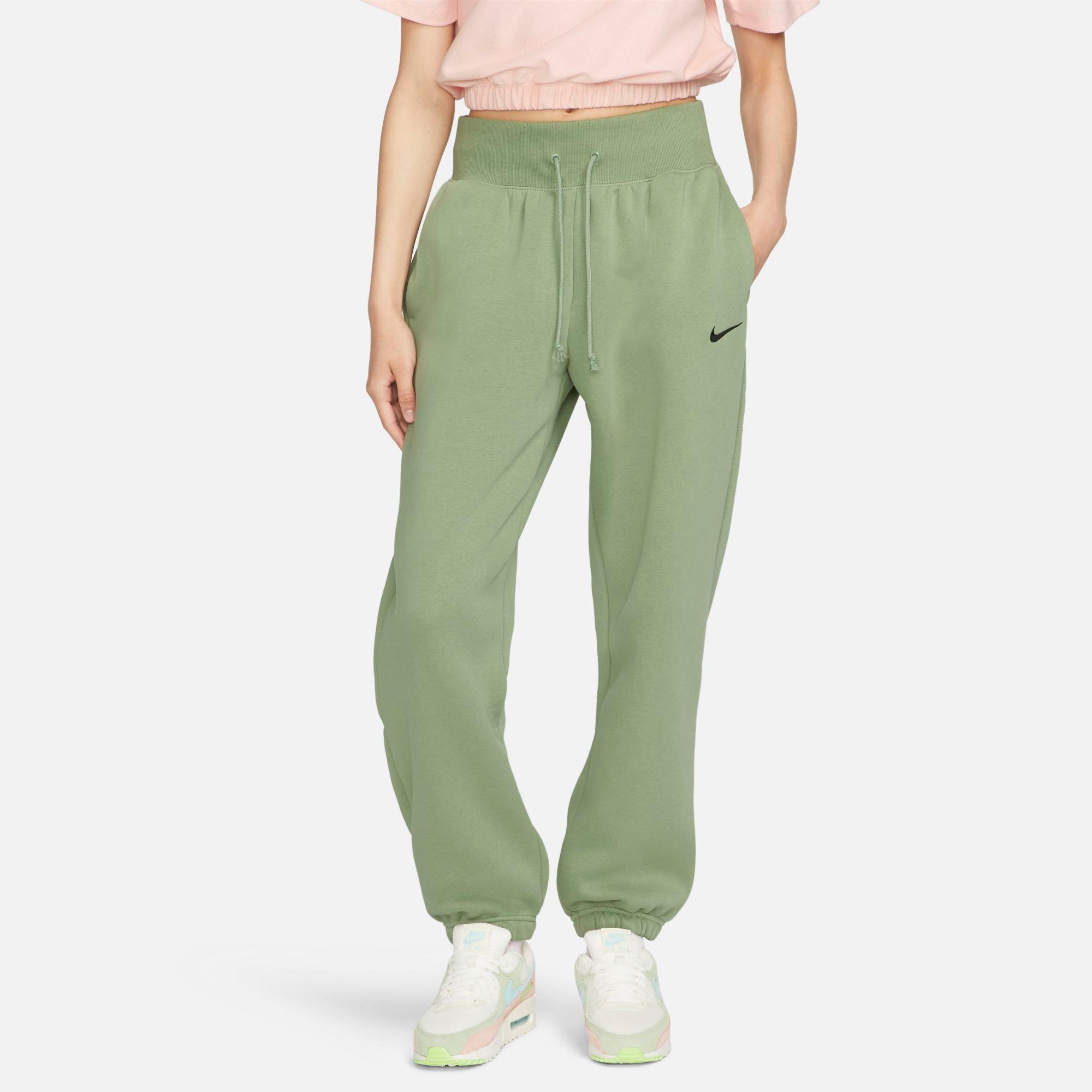 Nike Women's Sportswear Phoenix Fleece Oversized High-Waisted Jogger Pants in Oil Green/Black Size: XS