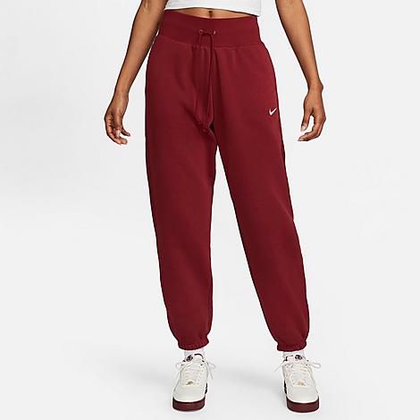 Nike Women's Sportswear Phoenix Fleece Oversized High-waist Jogger Pants In Team Red/white