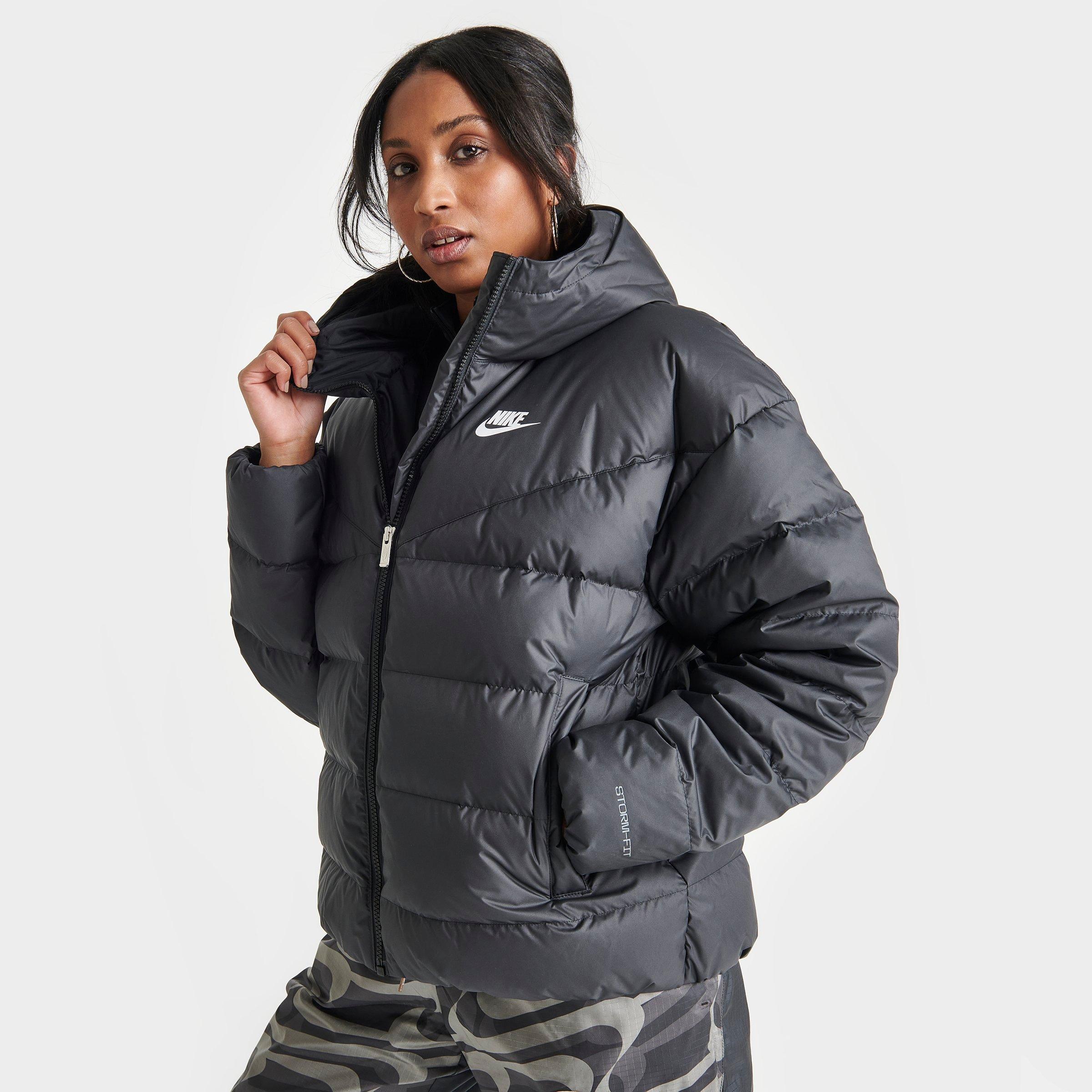 Nike Women's Sportswear Storm-fit Windrunner Down Hooded Jacket In Black