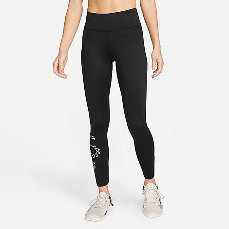 Nike Women's One Therma-fit Mid-rise Training Tights In Black/white