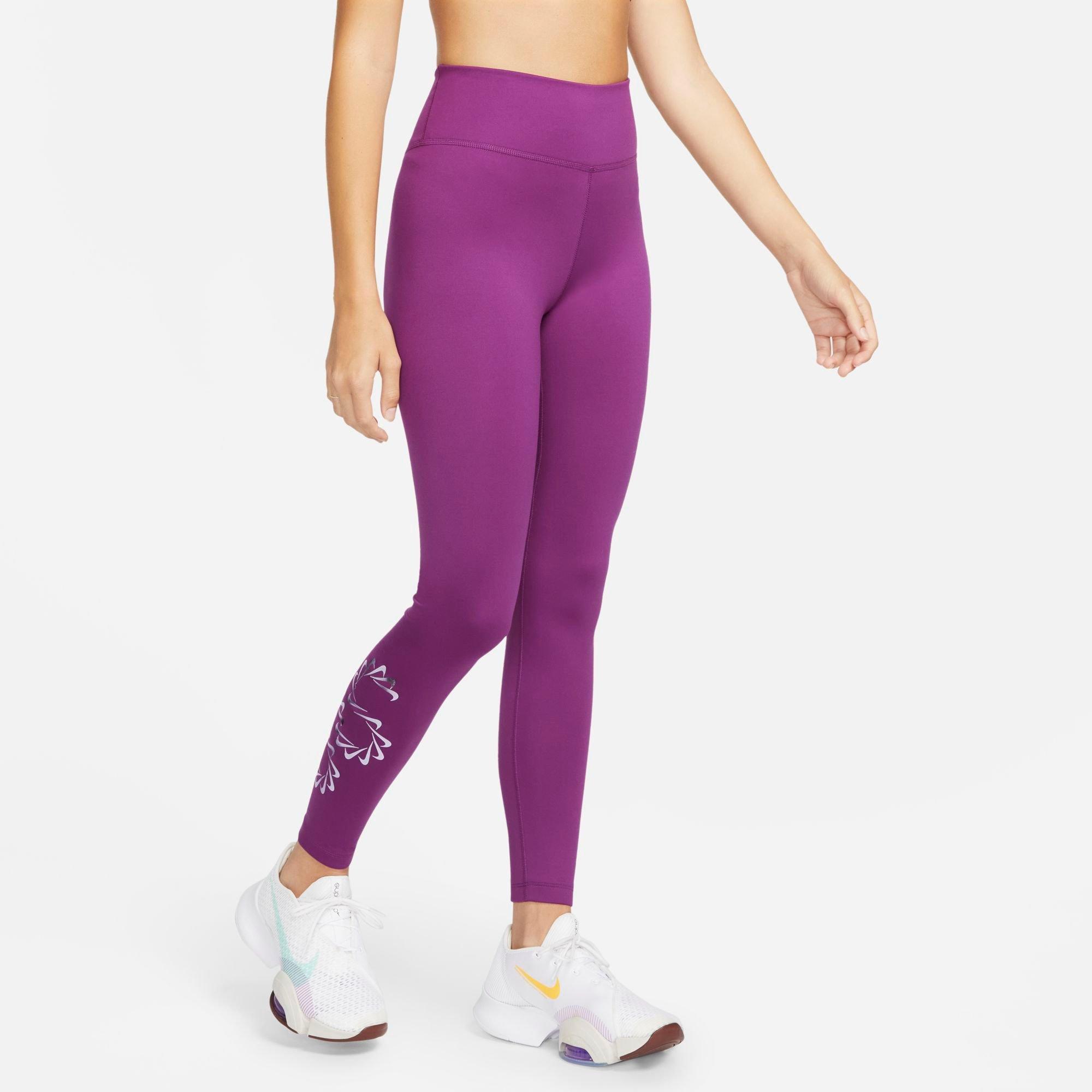 Nike Women's Therma-fit One Mid-rise Graphic Training Leggings In Viotech/black 