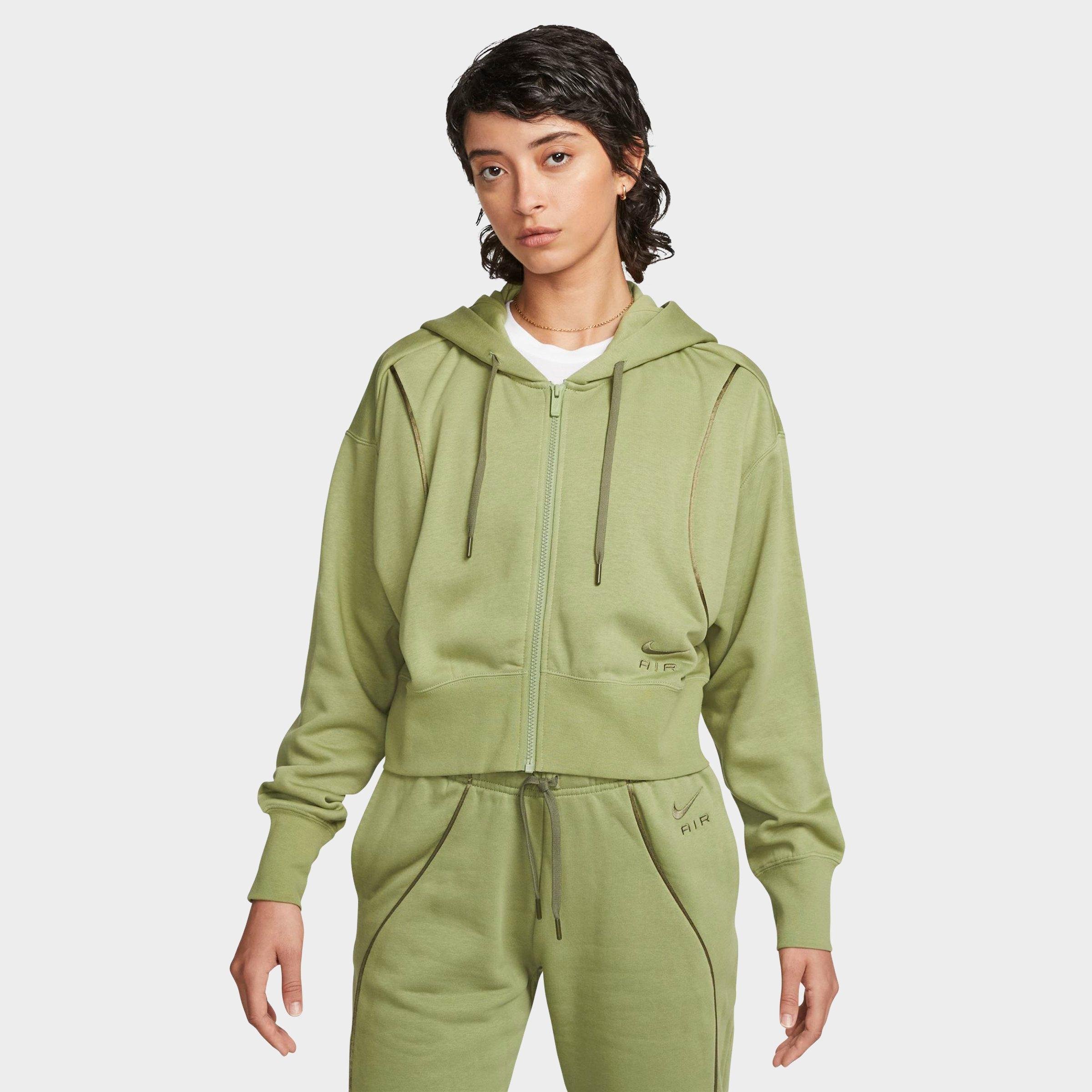 Nike Air Zip-up Crop Hoodie In Alligator/medium Olive/medium Olive