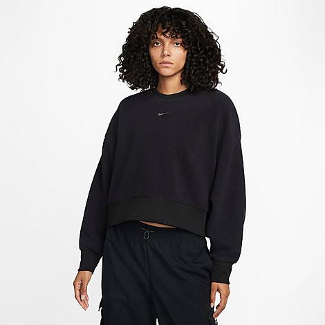 Nike Women's Sportswear Plush Cropped Crewneck Sweatshirt In Black/dark Smoke Grey