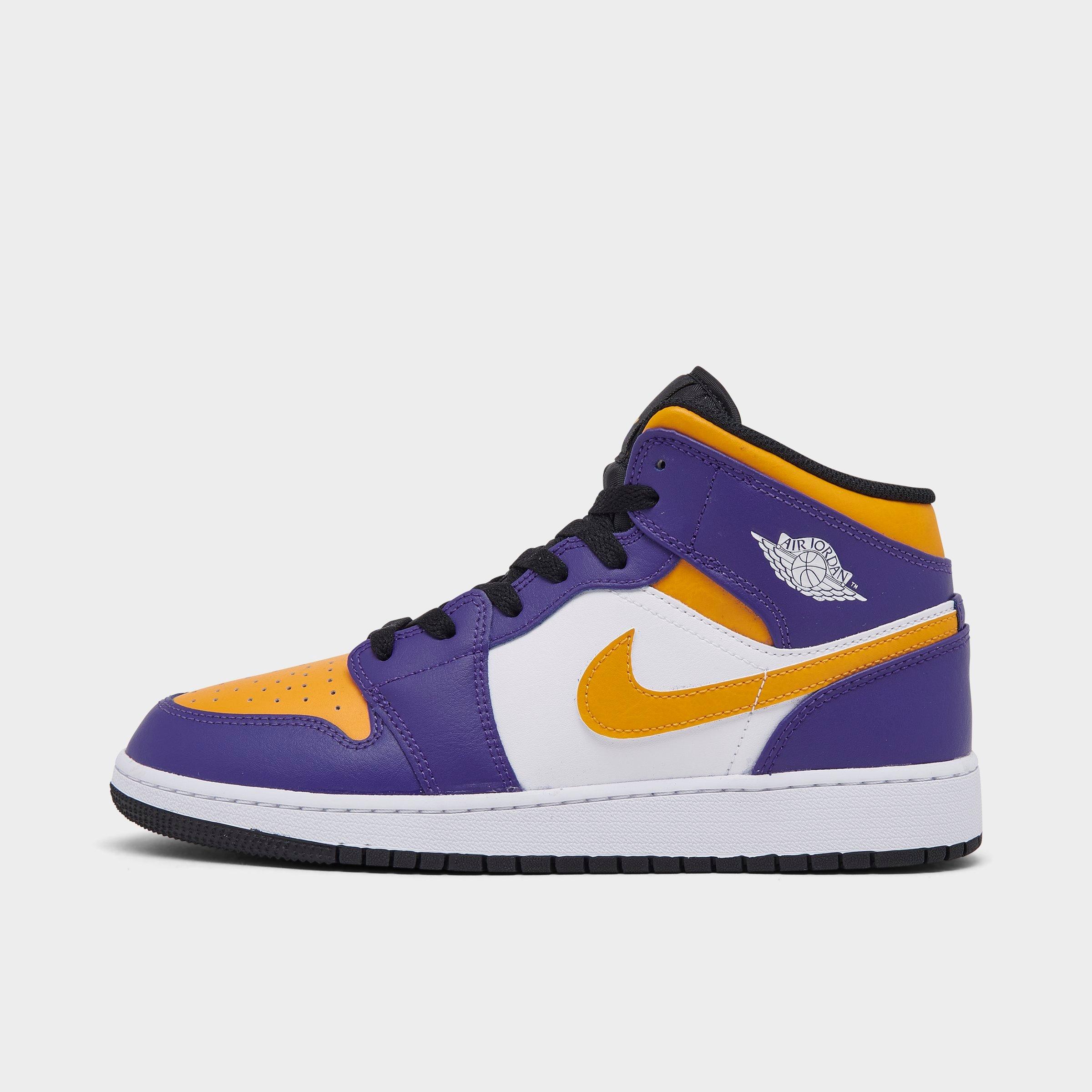 Nike Big Kids' Air Jordan Retro 1 Mid Casual Shoes In Dark Concord/taxi/white/black