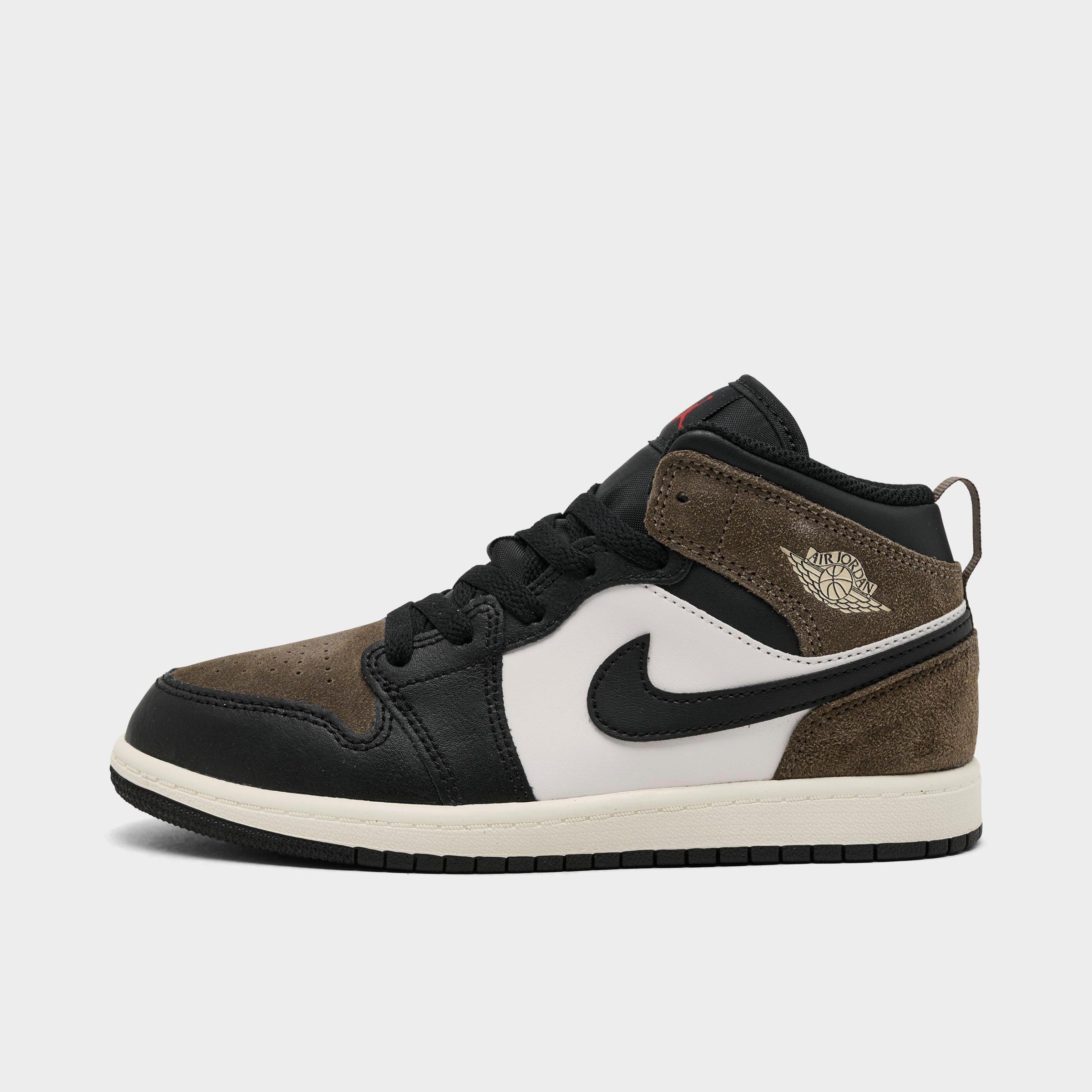 Jordan Little Kids Air Retro 1 Mid Casual Shoes in Black/Phantom/Palomino Size: 2.5